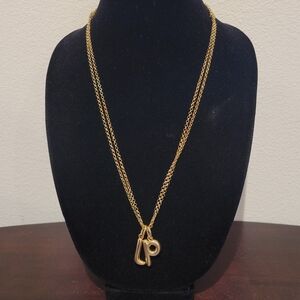 Roxanna Assoulin The Puffy Initial Necklace Initials of "L & P" Unisex New